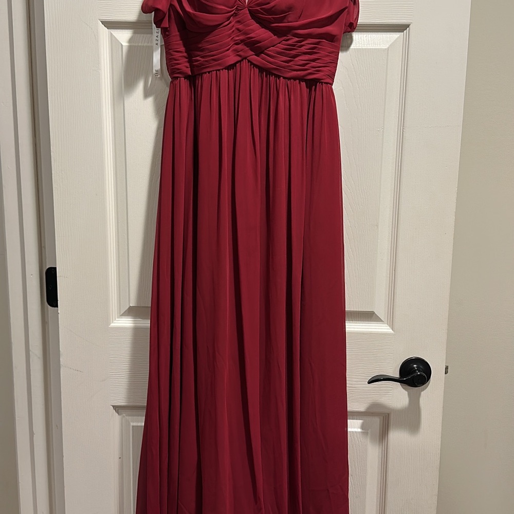 Azazie Wine Off-Shoulder Maxi Dress